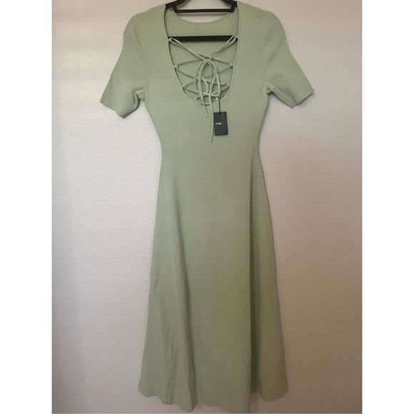 Maje Tie Back MIDI Short Sleeve Dress - NWT - Picture 7 of 12